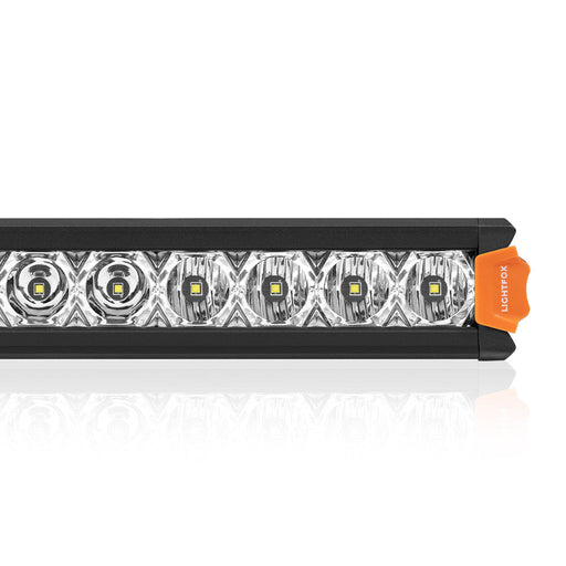 Lightfox Vega Series 20 LED Light Bar with bright bulbs in a rectangular housing