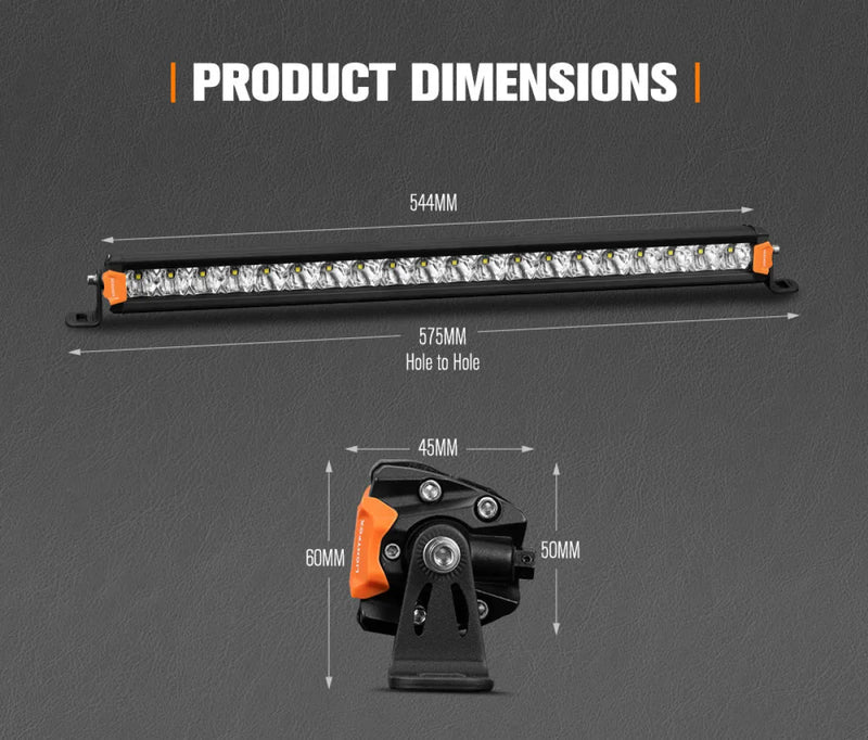 Lightfox Vega Series 20-inch LED light bar with mounting bracket for off-road use
