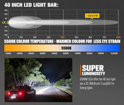 Lightfox Vega Series 40-inch LED light bar with 5500K color temperature for vehicle use