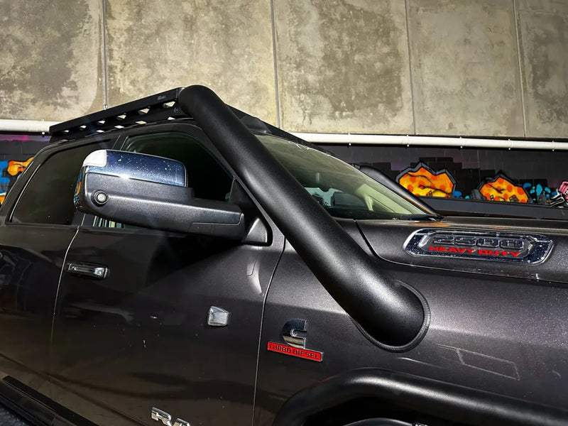 Stainless steel snorkel kit for RAM 2500 5th gen off-road truck with roof rack
