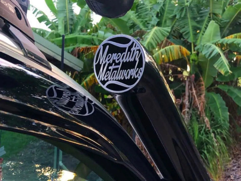 Black bicycle frame with Meredith Metalworks logo, stainless steel snorkel product image