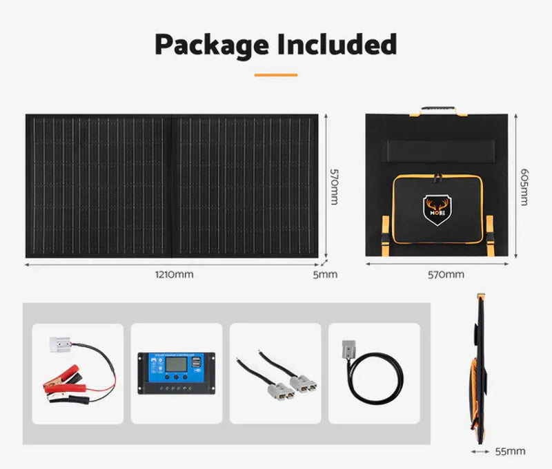 MOBI 200W Portable Folding Solar Blanket for 12V Battery Charging