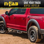 N-Fab EPYX Crew Cab Length Side Steps Black Nerf Steps for Ford F-150 - Sidesteps