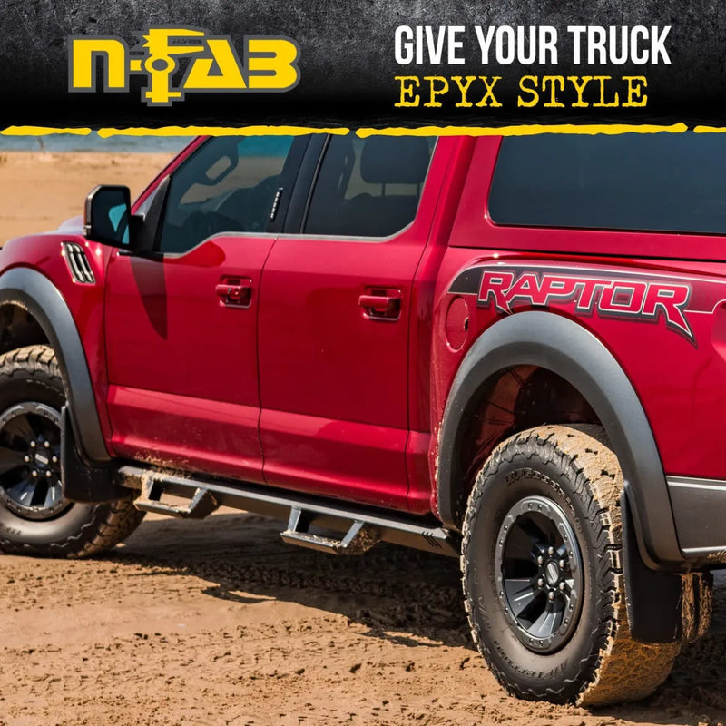 N-Fab EPYX Crew Cab Length Side Steps Black Nerf Steps for Ford F-150 - Sidesteps