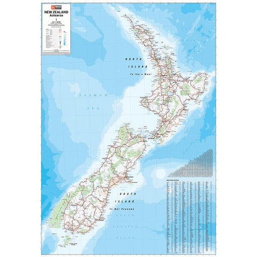 New Zealand (Aotearoa) Wall Map | Large Laminated Paper Map | 700 x 1000mm