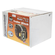 Boxed Powerwinch 712A Electric Trailer Boat Winch with orange and white packaging