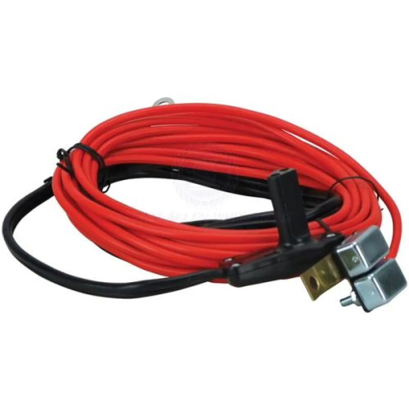Red electrical heating cable with metal connectors and straps for Powerwinch 712A trailer boat winch
