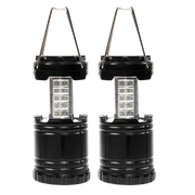 Pair of portable LED camping lanterns with collapsible design and handles for camping outdoor lighting