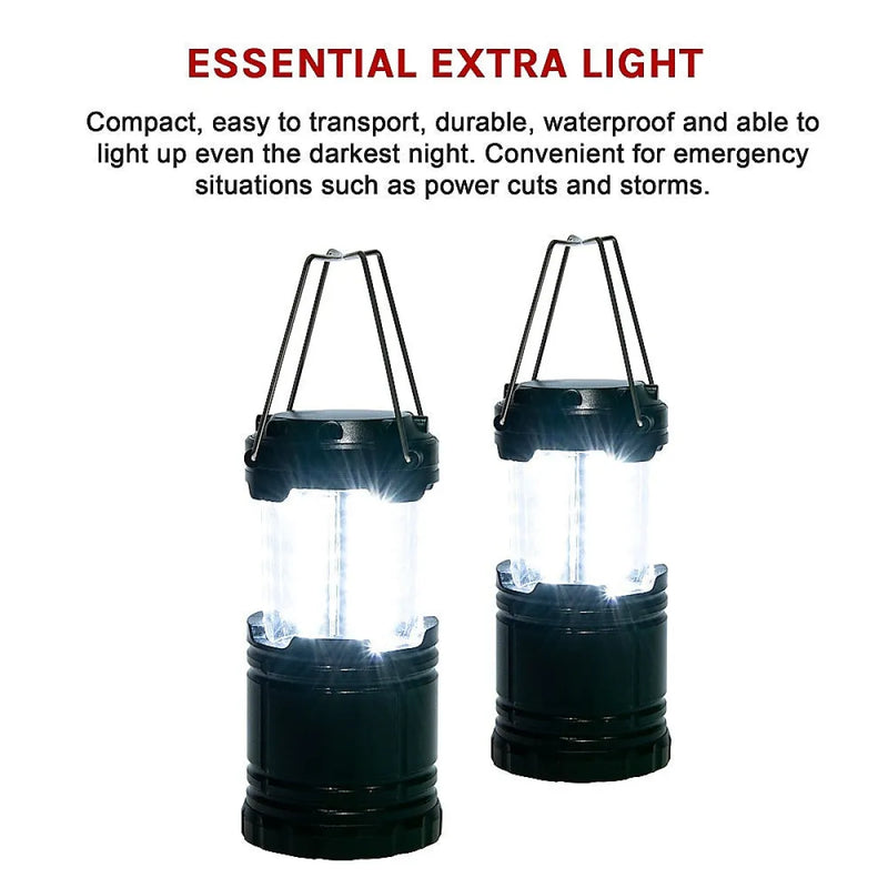 Portable LED camping lanterns with collapsible handles from Randy & Travis 2 Pack