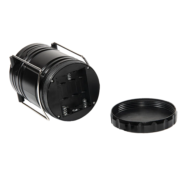 Portable black LED camping lantern with detached lid from Randy & Travis 2 Pack
