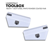 Robusto 750mm Black or White Steel Under Tray Tool Box Underbody | Pair - White - Tools > Tools Storage