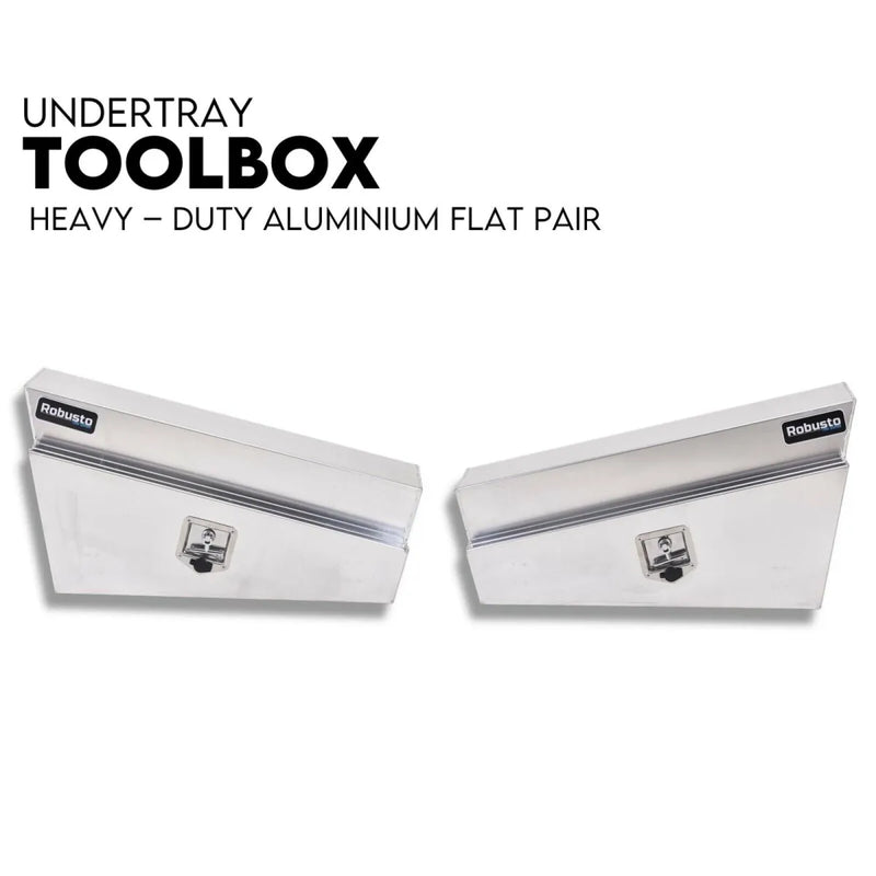 Robusto Aluminium Under Tray Tool Box Pair with heavy-duty tray tool and lock features