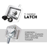T-handle latch with square metal body for Robusto Aluminium Under Tray Tool Box
