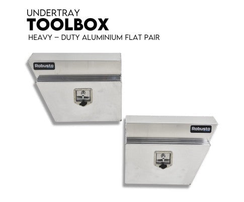 Robusto Black or Silver Aluminium Under Tray Tool Box Underbody | 600mm | Pair - Silver - Storage Box