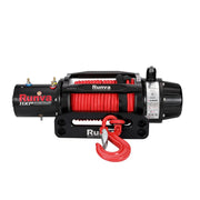 Electric winch with red synthetic rope and hook, Runva 11XP Premium Red Edition
