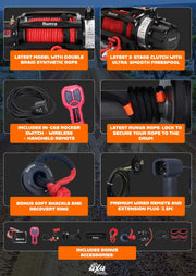 Runva 11XP Premium Red Edition 12V Winch with Synthetic Rope