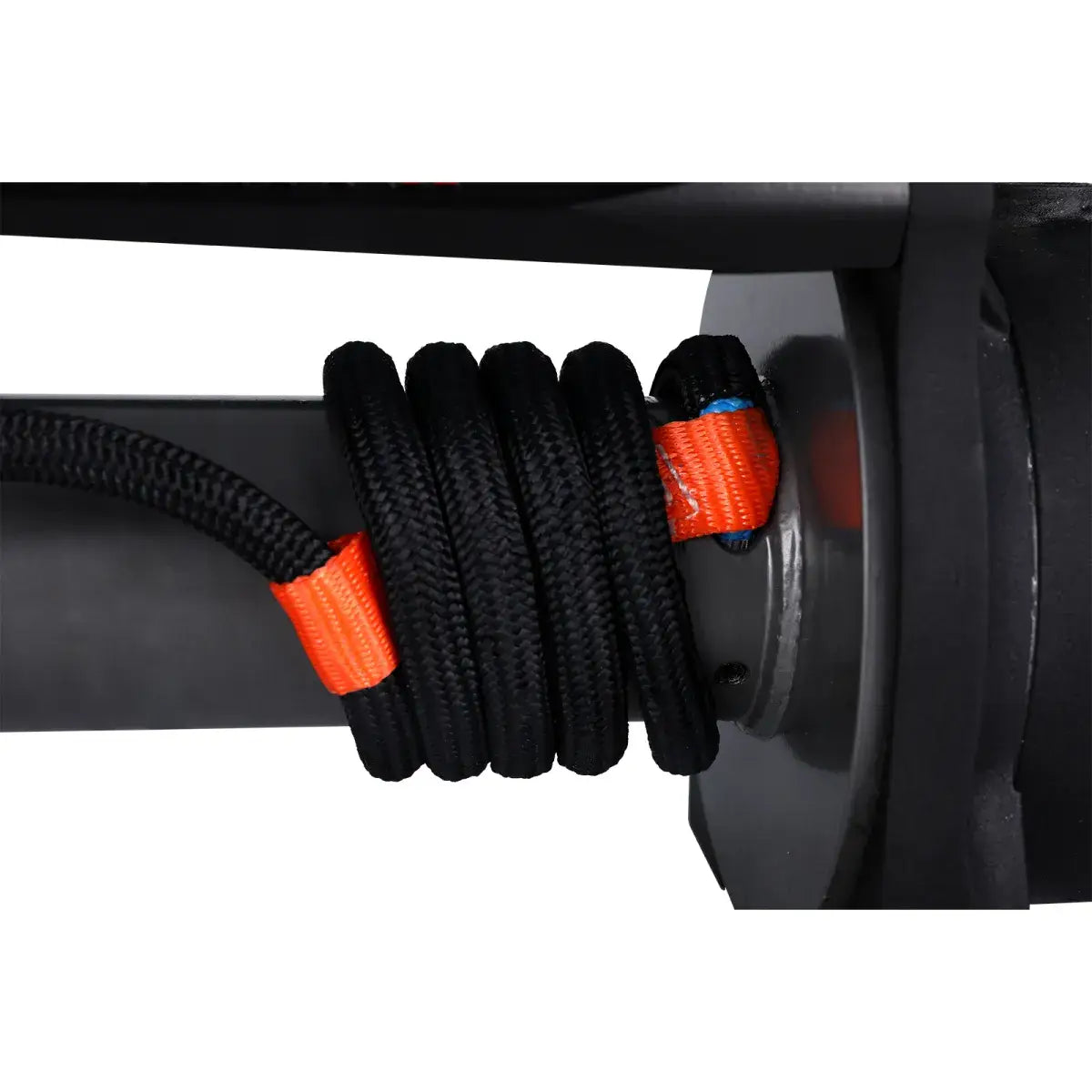 Close-up of the Runva rope lock securing synthetic rope to the winch drum