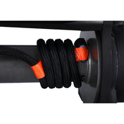 Black coiled synthetic rope with orange accents on Runva 11XP Premium Red Edition winch