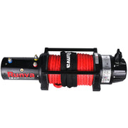 Rugged black and red electric winch with synthetic rope for Runva 13XP Premium series