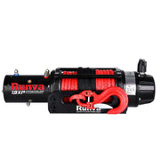 Rugged black and red Runva 13XP Premium electric winch with synthetic rope and hook