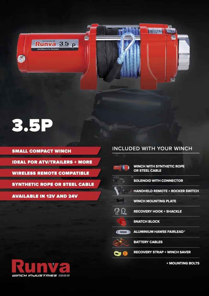 Red electric winch with synthetic rope for line pull and horse carriage applications