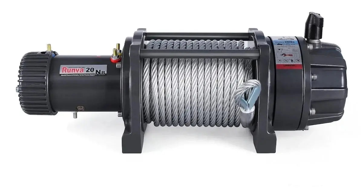 Runva EWB20000 Premium winch with steel cable, front view