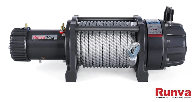 Electric winch with steel cable spool and black housing for Runva EWB20000 PREMIUM 12V/24V winch