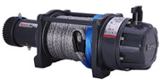 Rugged black and blue Runva EWB20000 Premium 24V Winch with synthetic rope