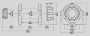 Technical engineering drawing of a mechanical component with dimensions for Runva EWB25000 Winch steel cable