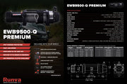 Heavy-duty EWB9500-Q Premium electric winch with synthetic rope and detailed specs