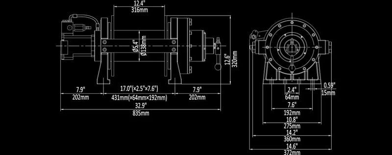 Runva HWP20000YP Industrial Hydraulic Winch with Steel Cable