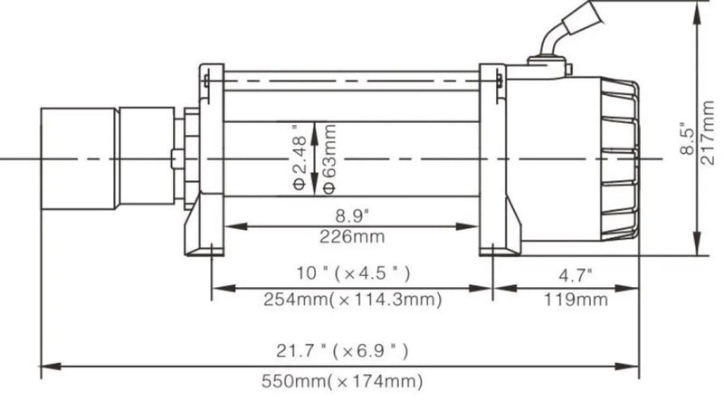 Runva HWX12000 12V Winch with Steel Cable - Hydraulic Winch