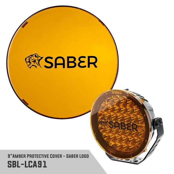 Saber Offroad Protective Lens Cover - 9 Amber | Saber Logo - Lens Cover