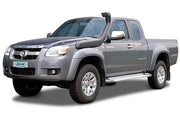 Gray Mazda BT-50 pickup truck with 4x4 snorkel and Safari snorkel kit installed