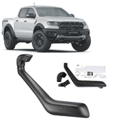 White Ford Ranger Raptor pickup truck with off-road modifications and Safari Snorkel SS986HP