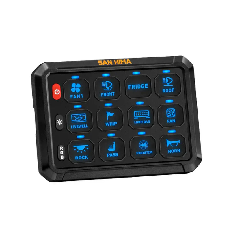 San Hima 12 Gang Bluetooth Switch Panel 12V/24V | ON-OFF LED Control