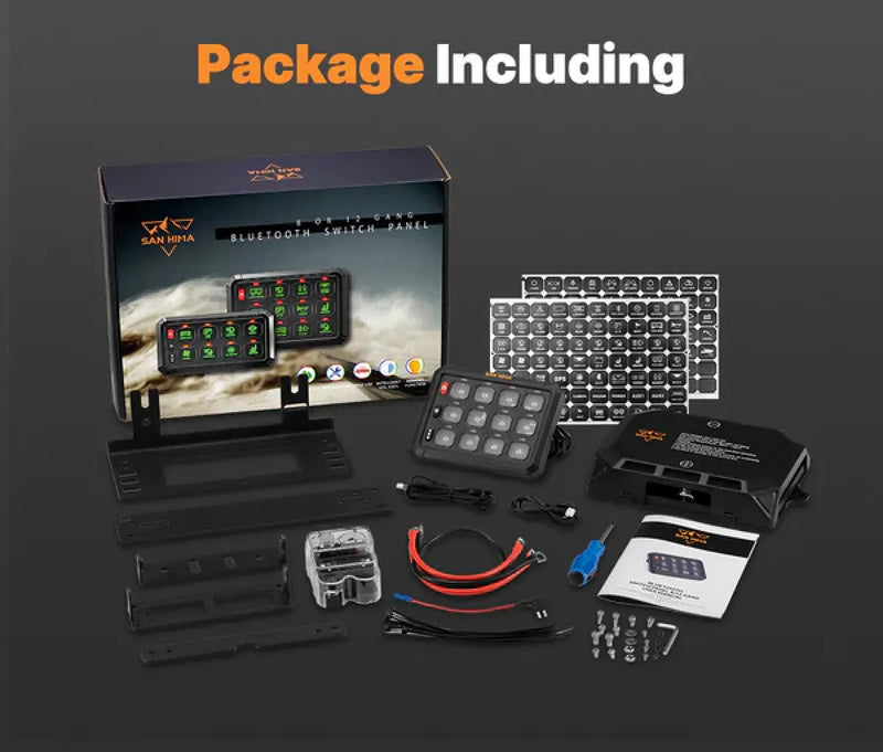 San Hima 12 Gang Bluetooth Switch Panel 12V/24V | ON-OFF LED Control