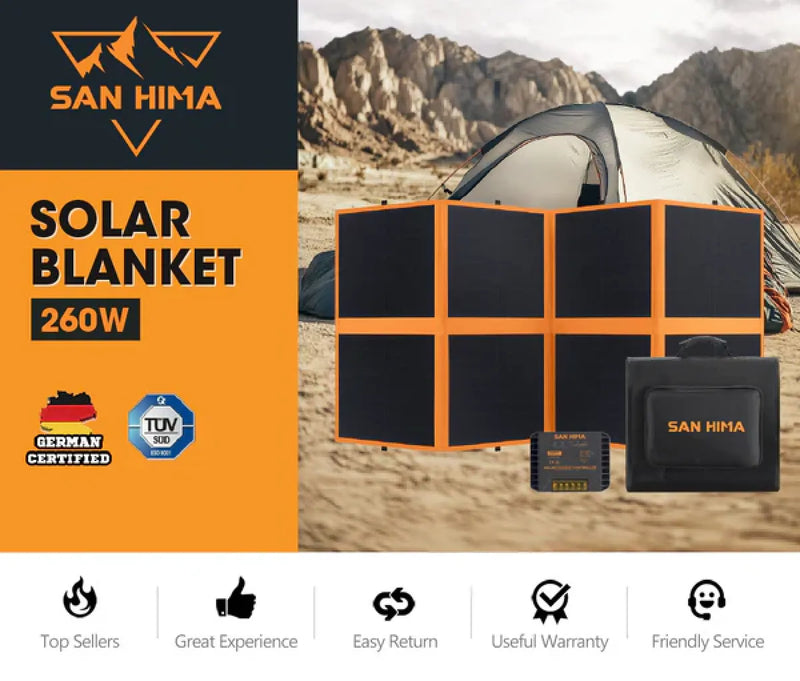 San Hima 12V 260W Foldable Solar Blanket Kit