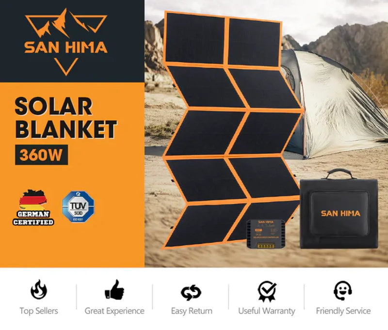 San Hima 12V 360W Foldable Solar Blanket Kit