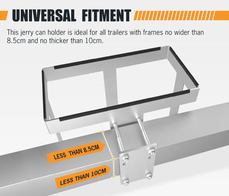 San Hima 20L Bolt-On Jerry Can Holder in hot-dip galvanized steel for trailer frames