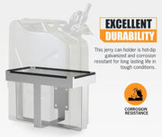 San Hima 20L Bolt-On Jerry Can Holder in hot-dip galvanized galvanized steel with square frame