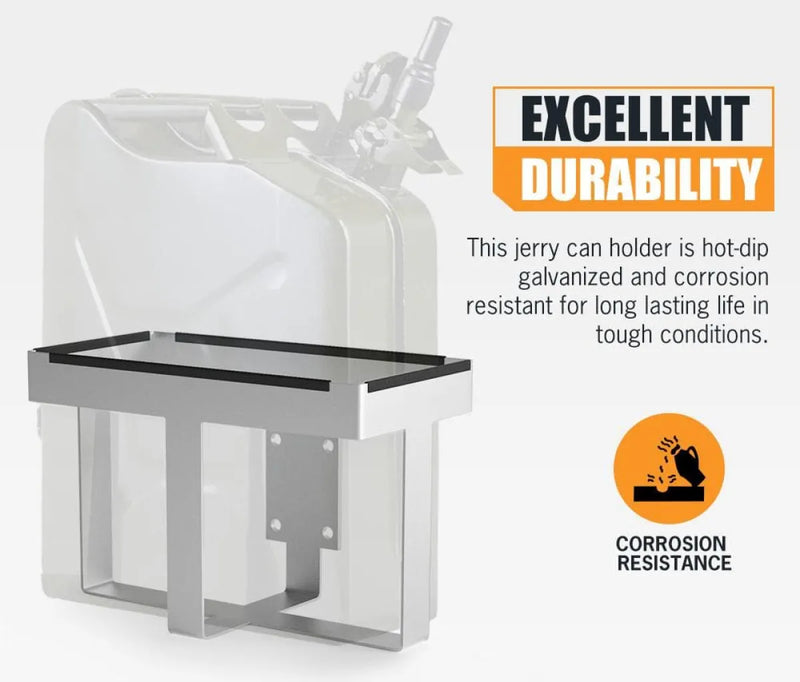 San Hima 20L Bolt-On Jerry Can Holder in hot-dip galvanized galvanized steel with square frame