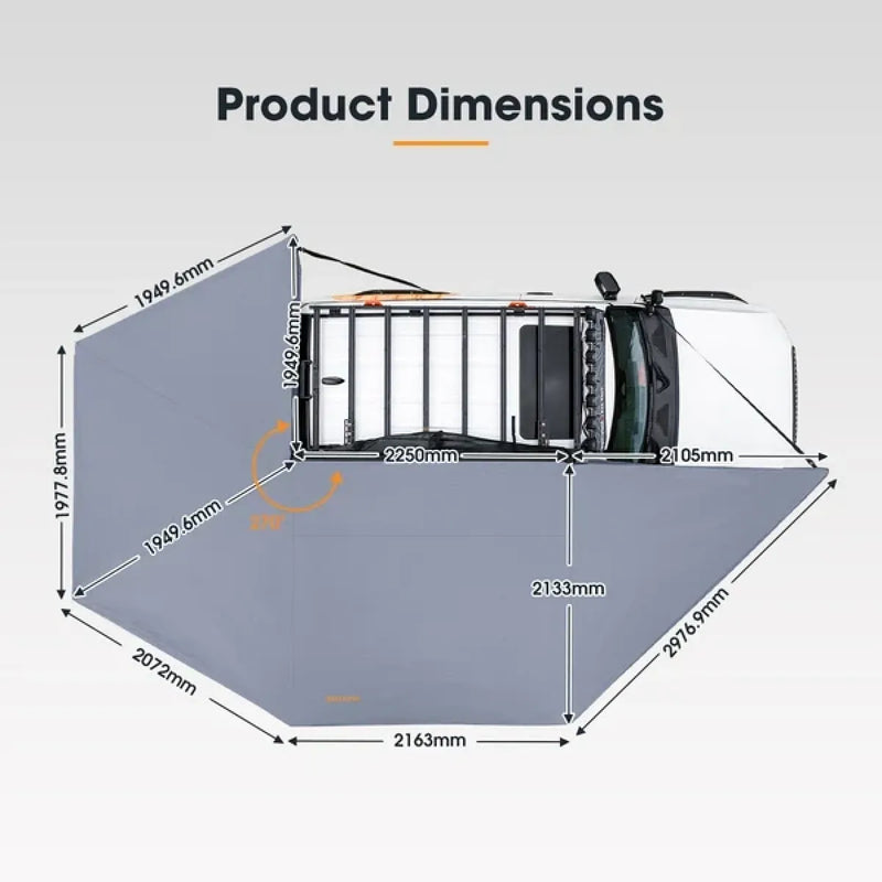 San Hima 270 Degree Free Standing Awning With L Brackets | Driver Side