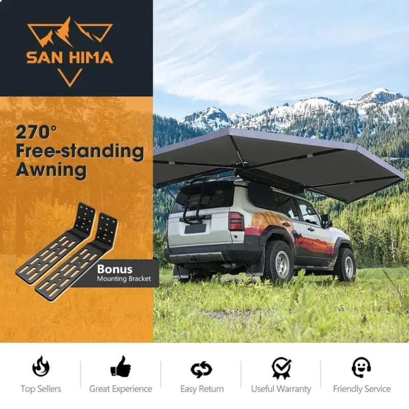 San Hima 270 Degree Free Standing Awning With L Brackets | Driver Side