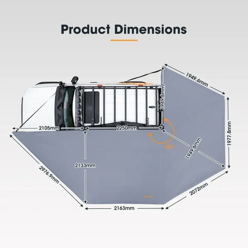 San Hima 270 Degree Free Standing Awning with L Brackets