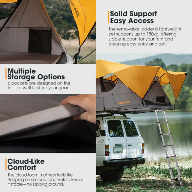 San Hima 4x4 Alpine Soft Shell Roof Top Tent with Ladder