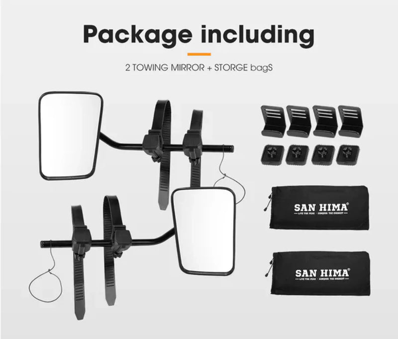 San Hima 4x4 Towing Mirrors Universal | Multi Fit Clamp On | Pair