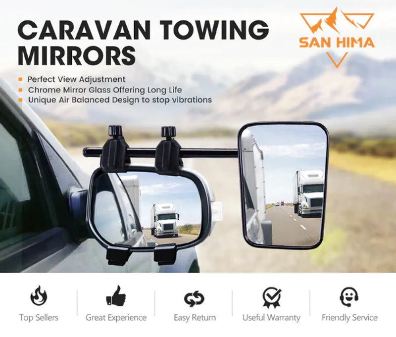San Hima 4x4 Towing Mirrors Universal | Multi Fit Clamp On | Pair