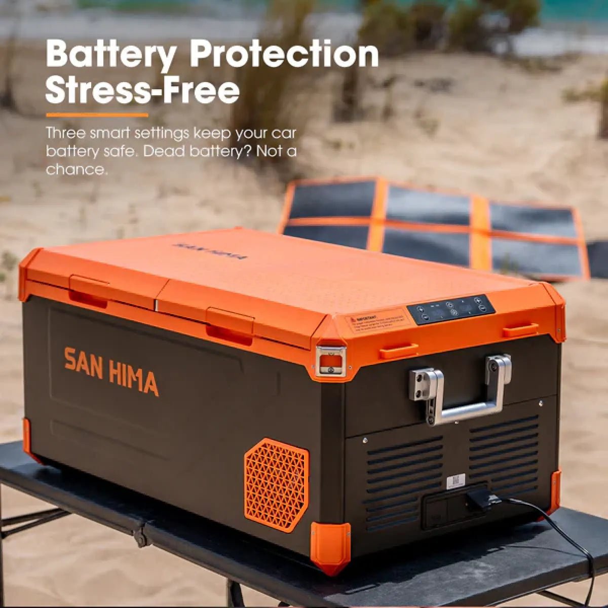 San Hima 75L Portable Camping Fridge Freezer Dual Zone with Insulated Cover