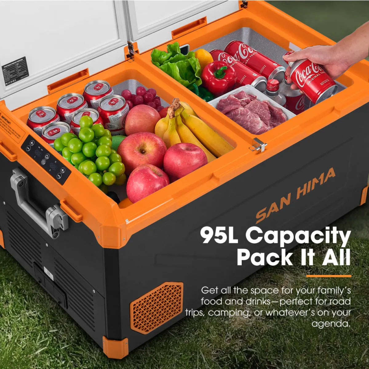 San Hima 75L Portable Camping Fridge Freezer Dual Zone with Insulated Cover